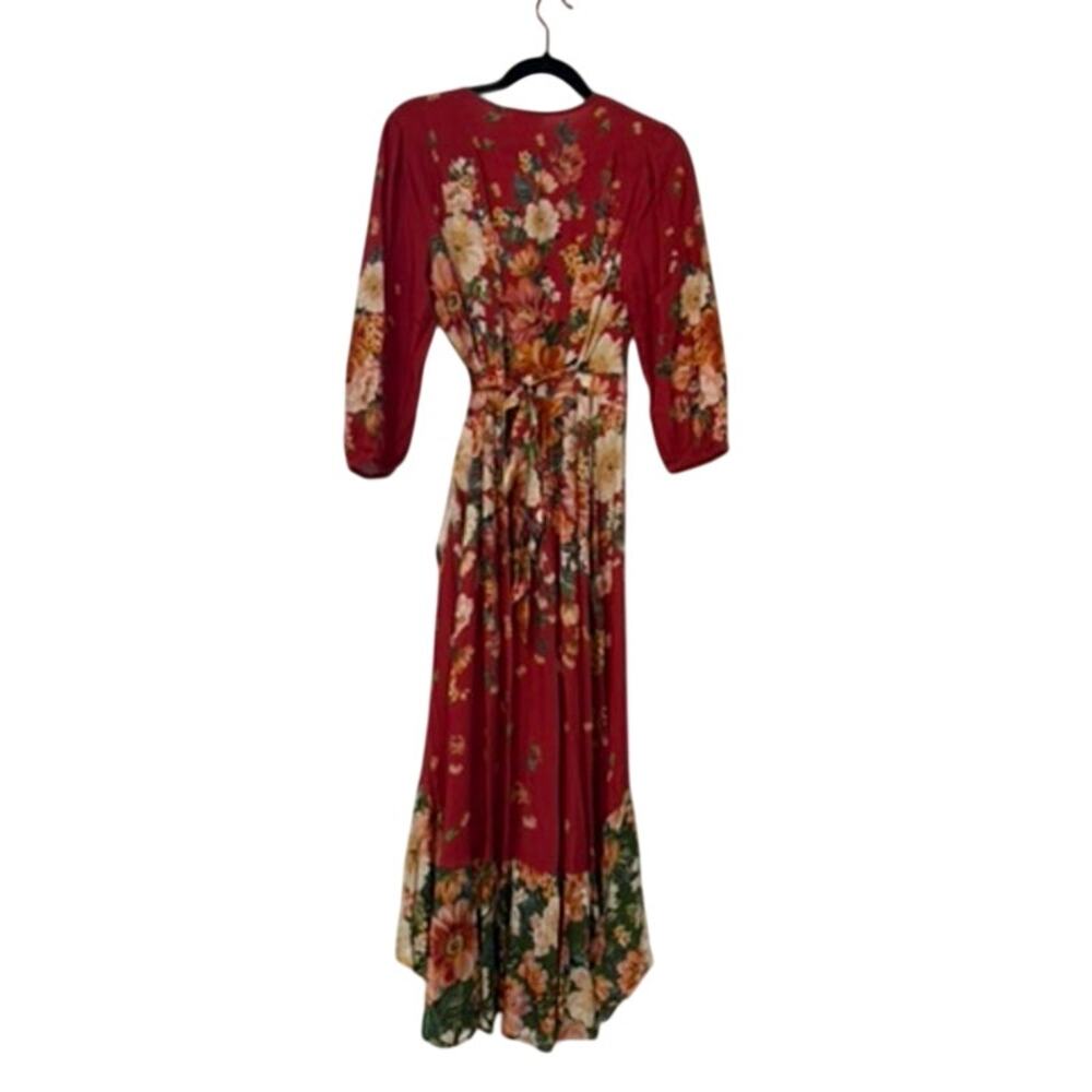 Farm Rio Long-sleeve Floral wrap midi dress - Picture 4 of 4